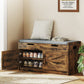 Shoe Storage Bench, Entryway Bench with 2-Tier Cabinet, Flip-Top Storage, Padded Cushion for Hallway, Rustic Brown
