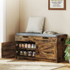 Shoe Storage Bench, Entryway Bench with 2-Tier Cabinet, Flip-Top Storage, Padded Cushion for Hallway, Rustic Brown