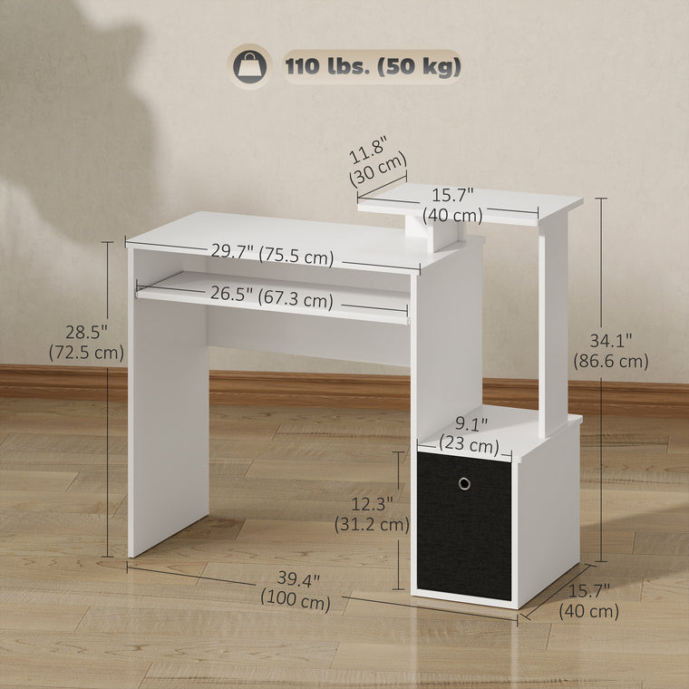 Computer Desk with Keyboard Tray & Storage Drawer
