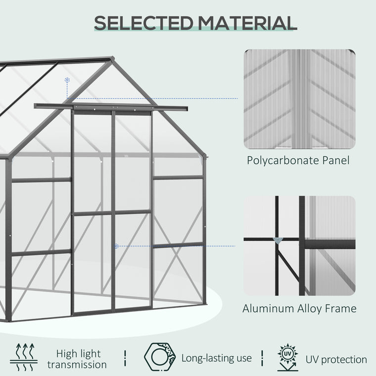 20' x 8' x 6.9' Clear Aluminum Greenhouse with Roof Vent