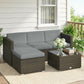 3 Pieces Patio Furniture Set with Cushions, Outdoor PE Rattan Wicker Conversation Corner Sofa Set with Glass Top Table - Light Grey