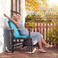 Outdoor Glider Bench for 2 Person, Patio Glider Loveseat with Thick Cushions for Garden Balcony Porch, Navy Blue