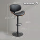 Bar Stools Set of 2, Modern PU Leather Adjustable Swivel Barstools with Curved Back, Footrest and Steel Base, Black
