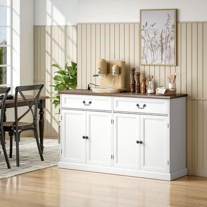 55" Farmhouse Sideboard with Charging Station - White Wood Grain