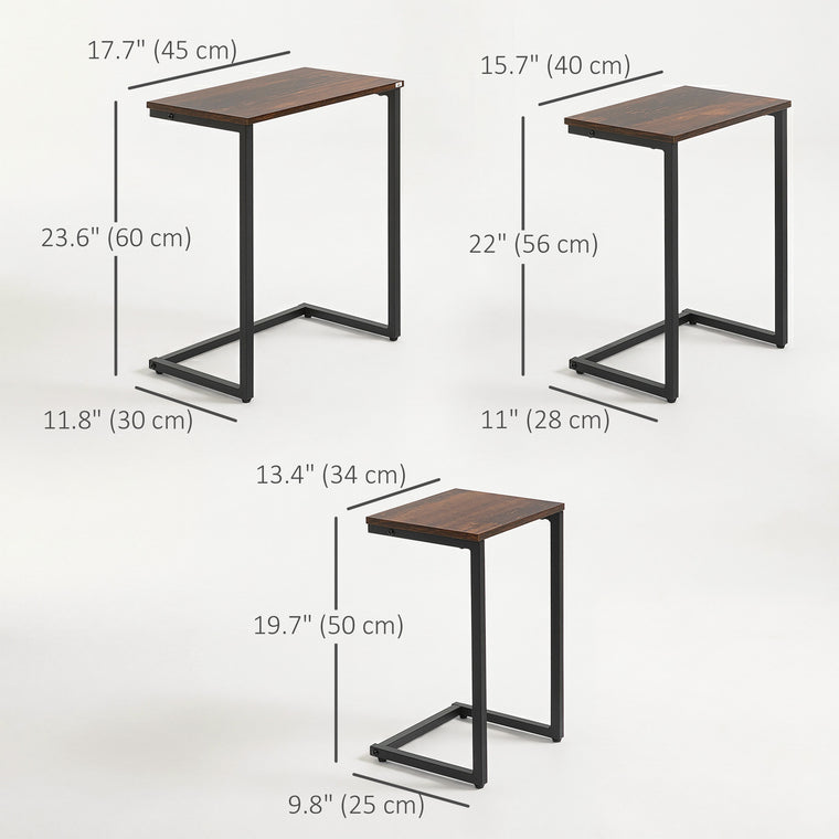 Nesting Coffee Table Set of 3 - Rustic Brown