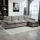 Sofa Couch with Chaise Lounge, Chenille L-shaped Couch with Double-layer Seat Cushion for Living Room, Grey