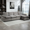 Sofa Couch with Chaise Lounge, Chenille L-shaped Couch with Double-layer Seat Cushion for Living Room, Grey