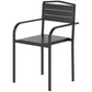 Stackable Patio Chairs Set of 4, Outdoor Dining Chairs with Slatted HDPE Seat, Armrests for Garden, Backyard, Black