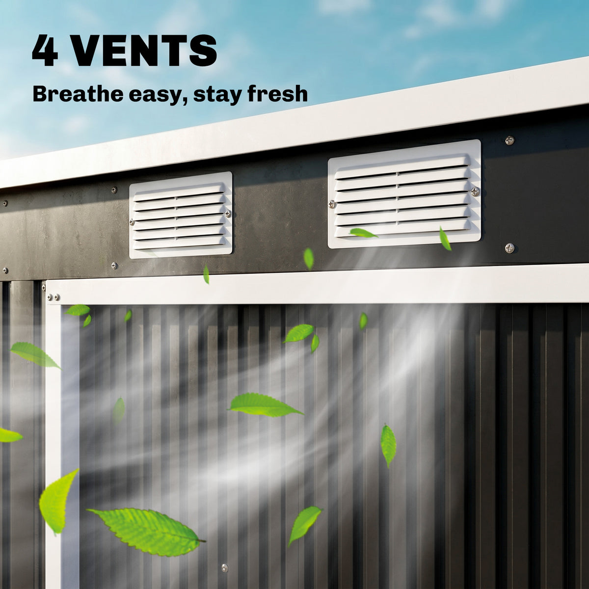 7' x 4' Galvanized Steel Garden Shed with Foundation Kit