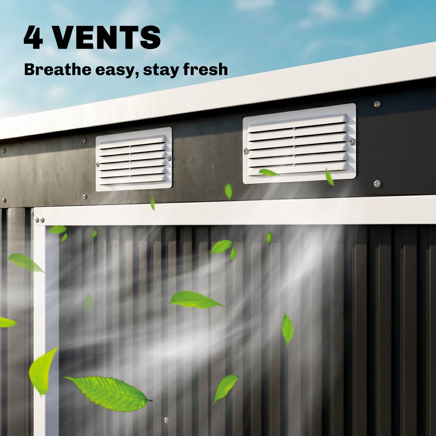 7' x 4' Galvanized Steel Garden Shed with Foundation Kit