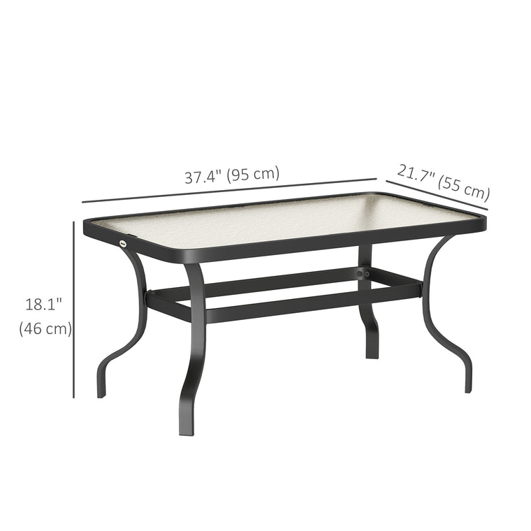 37" Coffee Table with Tempered Glass Top and Metal Frame