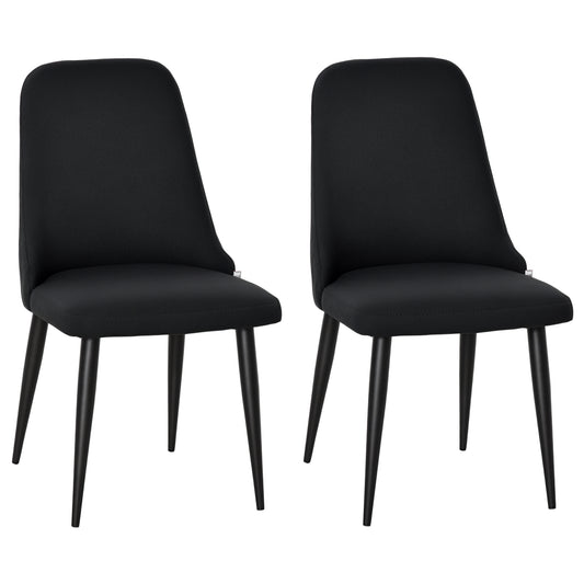 Set of 2 Upholstered Dining Chairs with Metal Legs - Black
