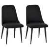 Set of 2 Upholstered Dining Chairs with Metal Legs - Black