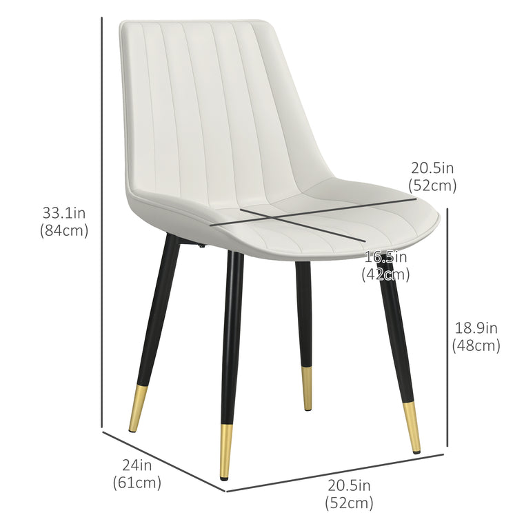 PU Leather Dining Chairs Set of 2 - Cream