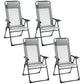 Set of 4 Camping Chairs, Outdoor Folding Lounge Chair Set with 5 Level Adjustable Backrest, Removable Headrest, Armrest for Camping, Backyard, Grey