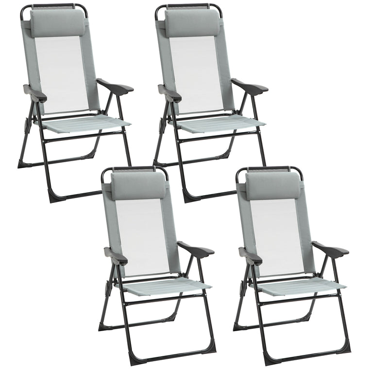 4-Piece Folding Lounge Chair Set with 5-Level Backrest