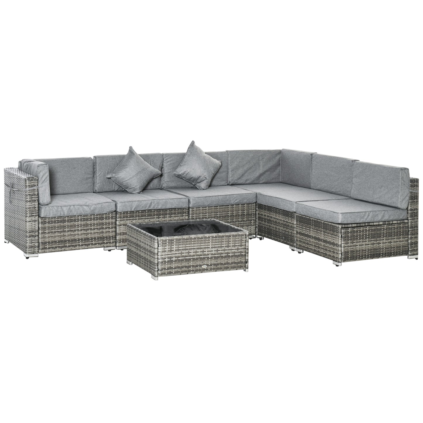 7 Pcs Garden Furniture Pe Rattan Wicker Sofa Sectional Grey