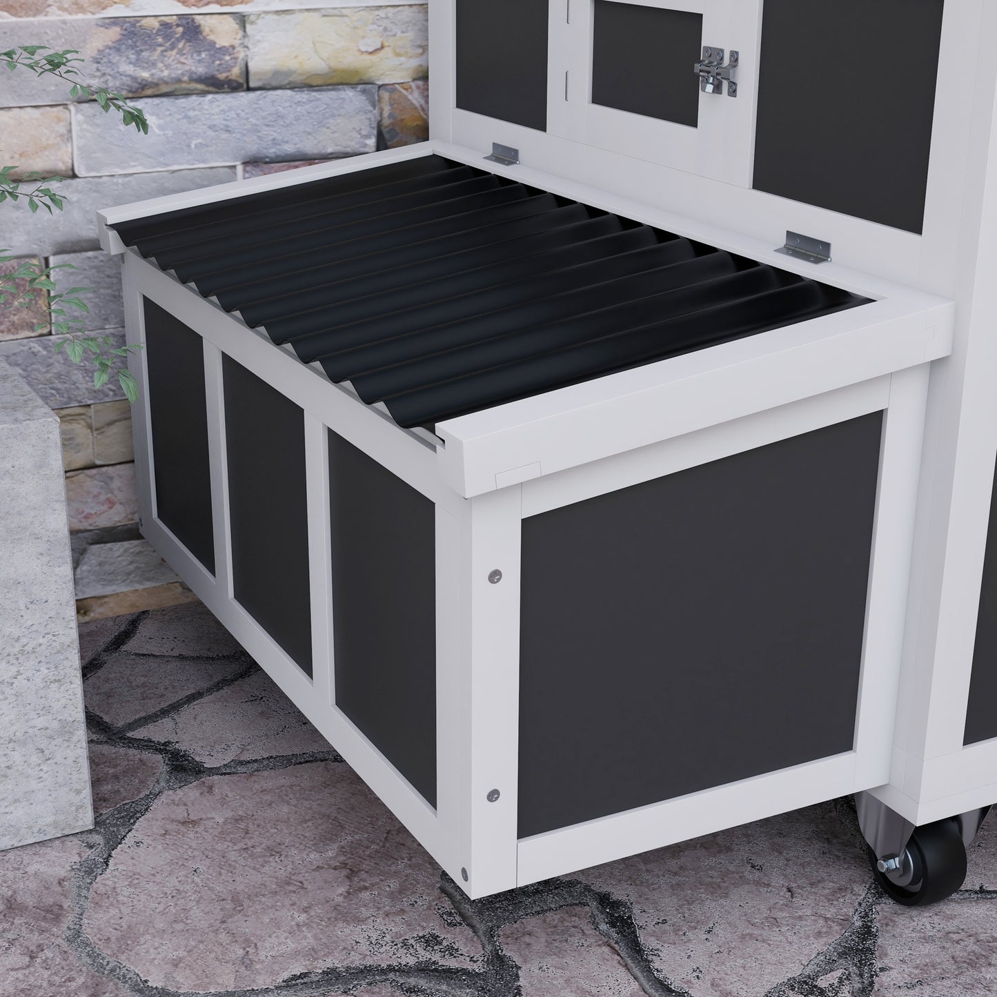 Wooden Chicken Coop with Nesting Box for 2-4 Chickens, Dark Grey