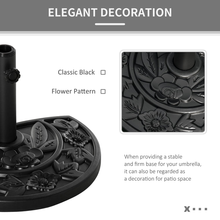 20 lb Black Concrete Half Umbrella Base, Heavy Duty