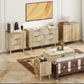Fluted Chest of Drawers, Modern 3 Drawer Dresser with Pine Wood Legs, Finger Pulls for Closet, Living Room, Hallway, Oak