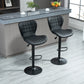 Bar Stools Set of 2, Adjustable Height Swivel Bar Chairs, PU Leather Upholstered Kitchen Counter Stools with Wide Seat, Back and Footrest, Black