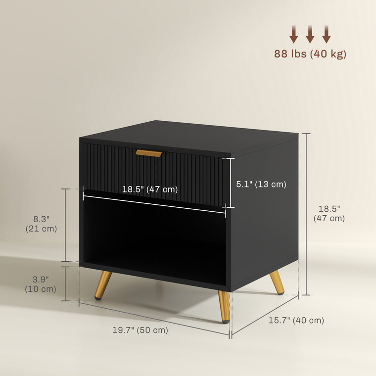 Fluted Nightstand with Drawer