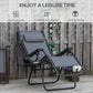 Outdoor Zero Gravity Reclining Lounger Chair with Canopy Shade, Side Tray, Cupholder, Light Grey
