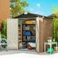 6.5' x 4' Outdoor Storage Shed, Metal Garden Shed with Lockable Double Doors, 4 Vents, Brown
