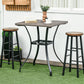 Patio Wicker Dining Table with Umbrella Hole, 34 Inch Outdoor PE Rattan Coffee Table with Plastic Board Under the Woven Table Top for Patio, Garden, Balcony, Mixed Brown