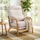Modern Accent Chair, Linen Armchair with Lumbar Pillow, High Back, Wide Seat, Thick Cushion, Solid Wood Frame, Cream White