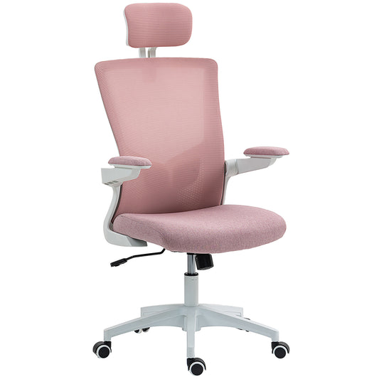 Ergonomic Office Chair with Lumbar Support and Headrest - Pink