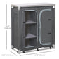 Aluminum Camping Table, Camping Kitchen Station Cook Cupborad with 3-Shelf, Storage Organiser for BBQ Party Picnic Grey