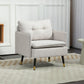 Accent Chair, Upholstered Armchair with Tufted Back Cushion and Steel Legs for Living Room, Bedroom, Cream White