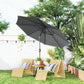 10' x 8' Round Market Umbrella, Patio Umbrella with Crank Handle and Tilt, Outdoor Parasol for Garden, Bench, Lawn, Grey