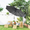 10' x 8' Round Market Umbrella, Patio Umbrella with Crank Handle and Tilt, Outdoor Parasol for Garden, Bench, Lawn, Grey
