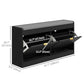 Upholstered Shoe Storage Bench with 2 Flip Drawers - Black