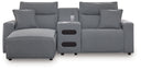 3 Pc. Power Reclining Sectional With LAF Press Back Power Chaise And Audio Console
