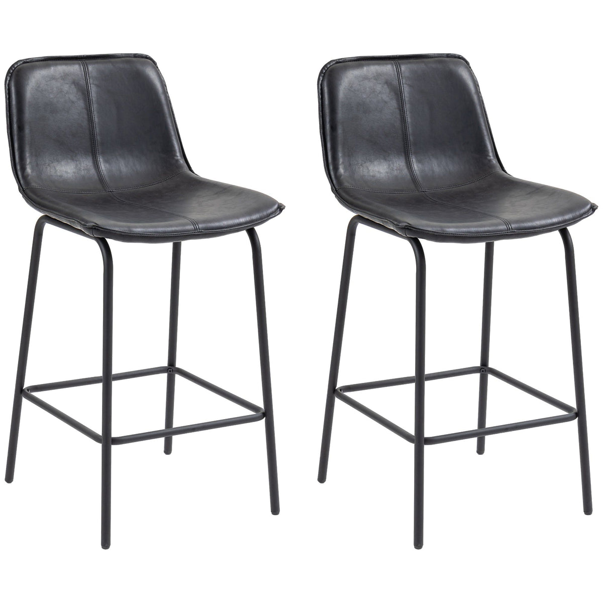 Upholstered Counter Height Bar Stools Set of 2 - Black