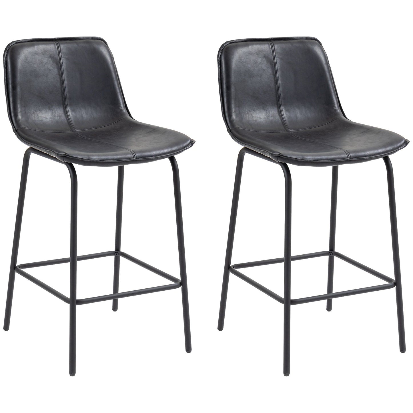 Upholstered Counter Height Bar Stools Set of 2 - Black