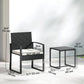 Outdoor Bistro Set, 3 Piece Wicker Patio Furniture Set with Glass Top Table and Cushions for Porch, Balcony, Cream White
