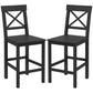 Solid Wood Counter Height Bar Stools Set of 2 - Black