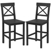 Solid Wood Counter Height Bar Stools Set of 2 - Black
