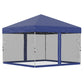 10' x 10' Pop-Up Party Tent Outdoor Canopy Tent with Mesh Sidewalls, 3-Level Adjustable Height, Roller Bag, Blue