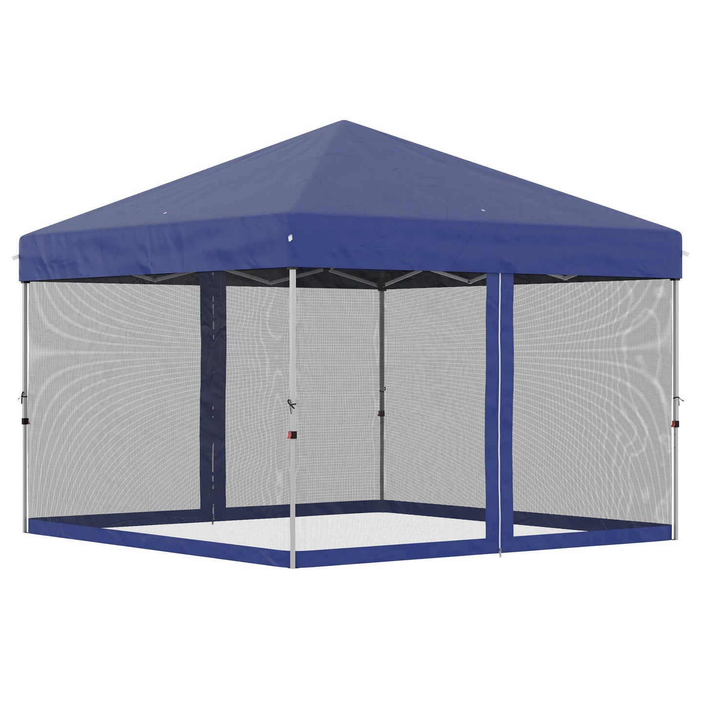 10' x 10' Pop-Up Party Tent Outdoor Canopy Tent with Mesh Sidewalls, 3-Level Adjustable Height, Roller Bag, Blue