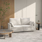 Modern 3 Seater Sofa, 77" Upholstered Couch with 2 Throw Cushions for Bedroom, Living Room, Cream White