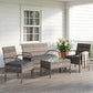 4 Pieces Patio Furniture Set with A Loveseat, Two Armchairs and A Coffee Table, Outdoor Conversation Set, Dark Grey