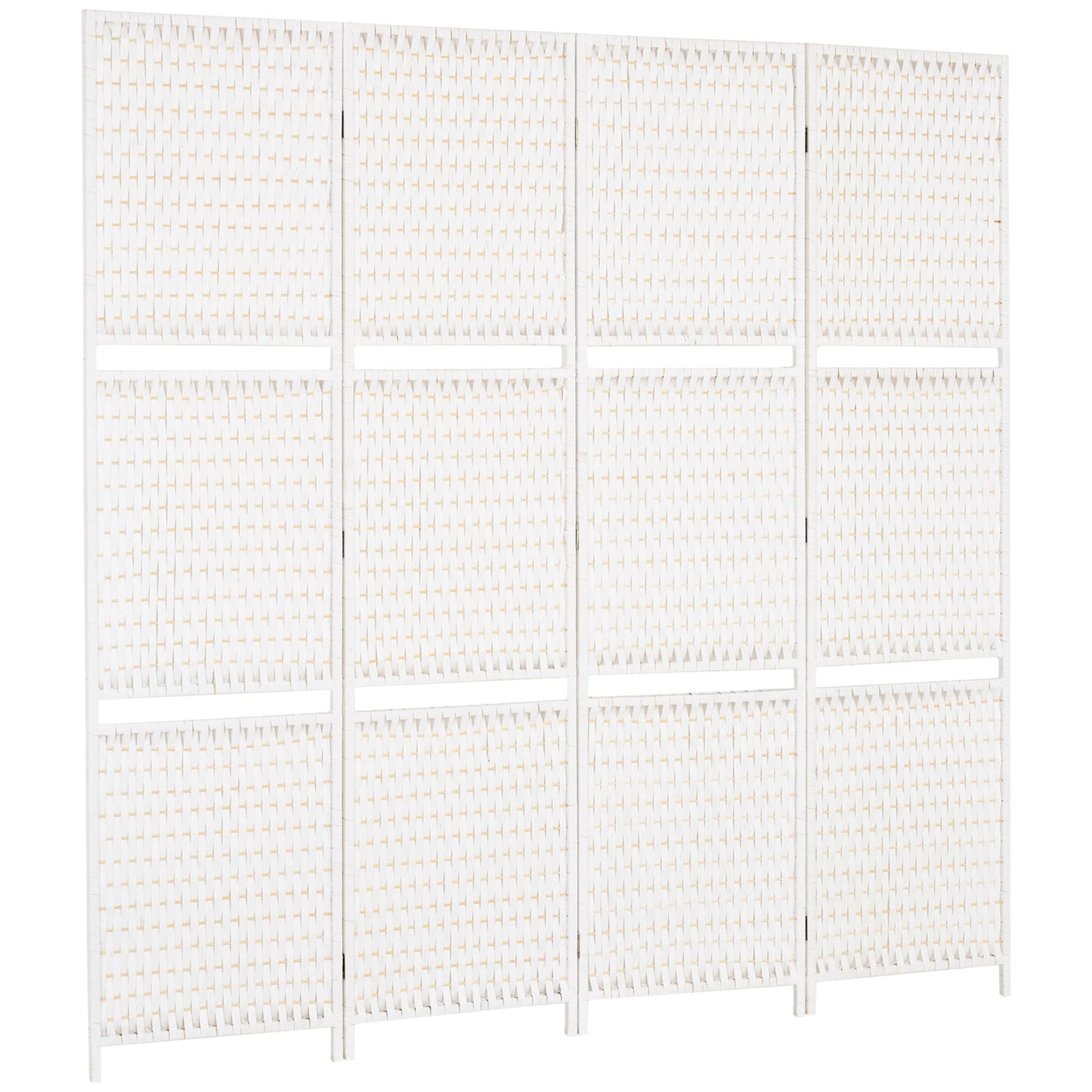 4 Panel Room Divider with Shelves, 6 FT Freestanding Folding Privacy Screen, Partition Wall Divider for Bedroom, White