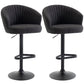 Adjustable Bar Stools Set of 2, Upholstered Kitchen Stools with Swivel Seat, Steel Frame, Footrest, ‎Black