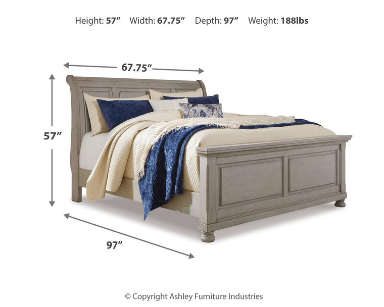 Lettner - Queen Sleigh Bed - Light Gray