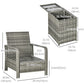 3 Pieces Wicker Patio Furniture Set, Rattan Bistro Set with Storage Coffee Table and Thickened Cushions, Outdoor Conversation Set for Garden, Porch, Balcony, Beige